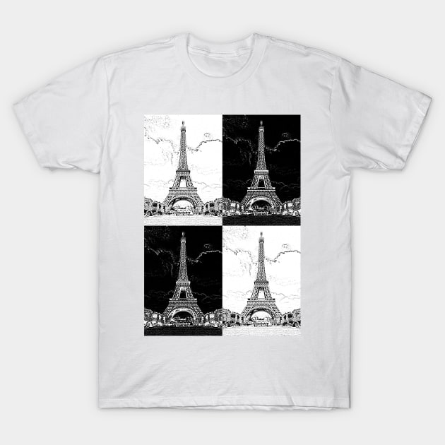 Eiffel Tower, Paris - Black and White Art Poster T-Shirt by DesignWood Atelier